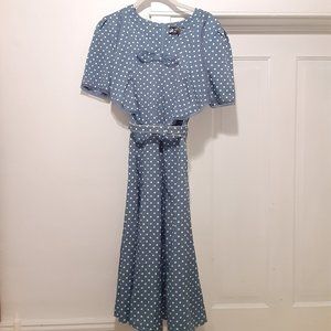 Hell Bunny Vixen Vintage Dress, Blue with Polka Dots